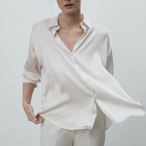 Zara cream satin blouse